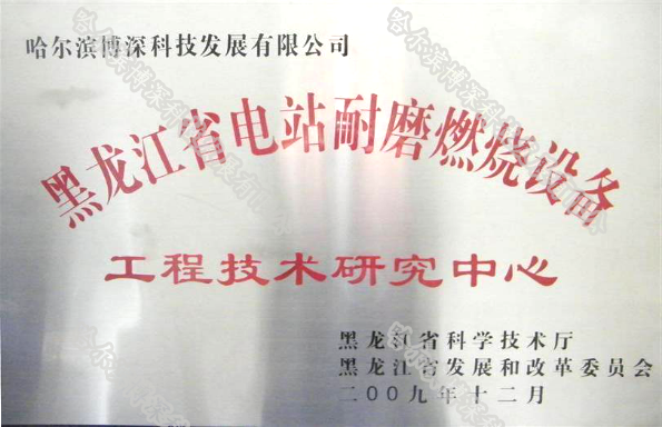 黑(hēi)龍江省電(diàn)站(zhàn)耐磨燃燒設備工(gōng)程技(jì)術(shù)研究中心